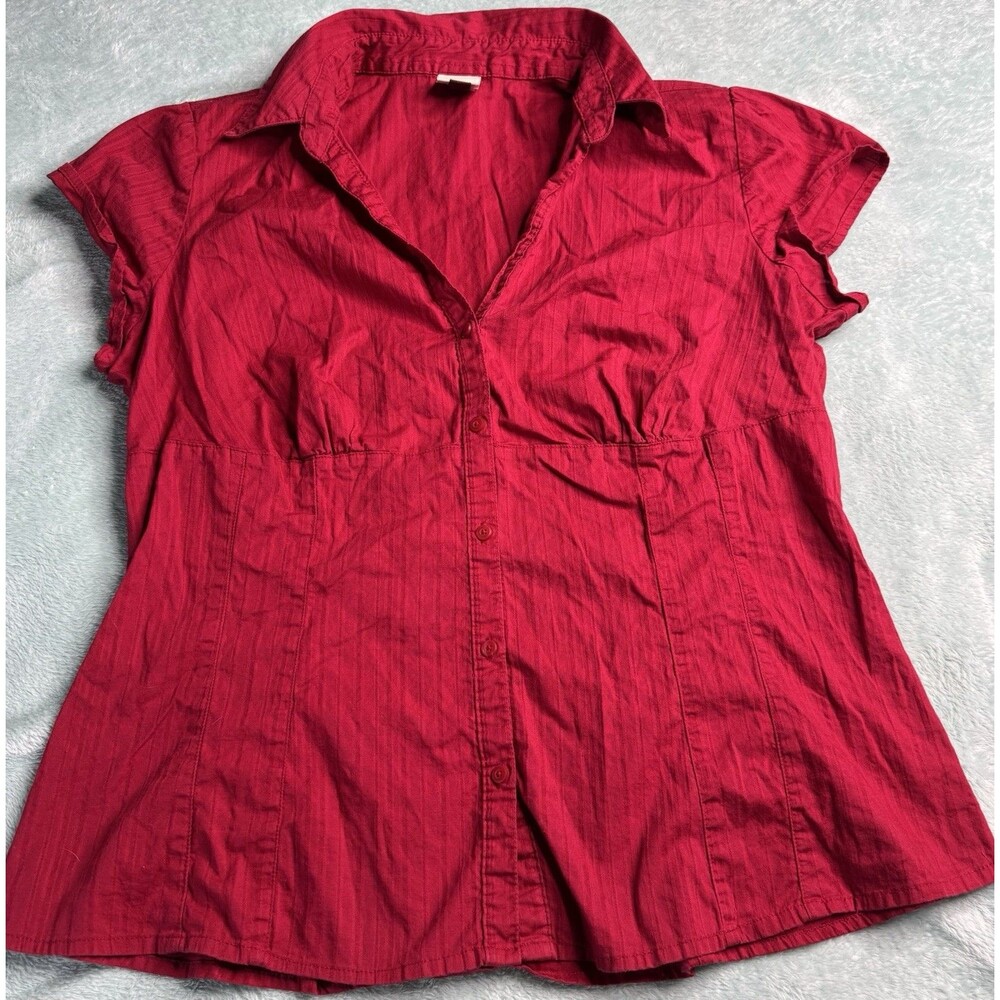SONOMA Life + Style Women's Button Up Sleeveless Top XL Red GrandmaCore